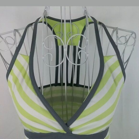 Title Nine LIME AND GRAY Tide Tankini Top Great Co - Picture 5 of 6